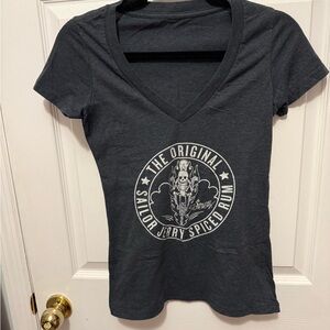Women's Black V-Neck Graphic Tee